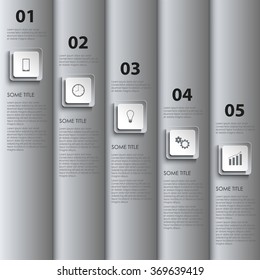 Info graphic with silver stripes and design pointers