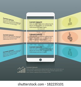 Info graphic with smart phone screen design style