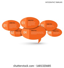 Info graphic with speaking bubbles in orange design