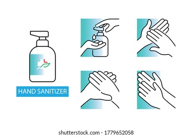 info graphic steps how to use hand sanitizer properly