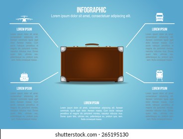 Info graphic Suitcase with freight transportation 