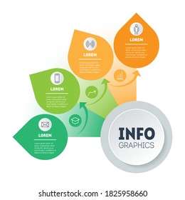 Info graphic of technological or education process with 4 steps. Infographic in the form of a sector of circle. Business presentation concept with four options. Vector.