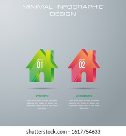 Info graphic template with 2 options; workflow; chart diagram; annual report; web design; steps or processes. - Vector
