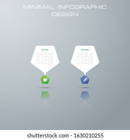 Info graphic template with 2 options, workflow, process chart,Timeline info graphics design  diagram, annual report, web design, steps or processes. - Vector