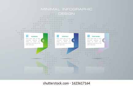 Info graphic template with 3 options,  annual report, web design, steps or processes. - Vector