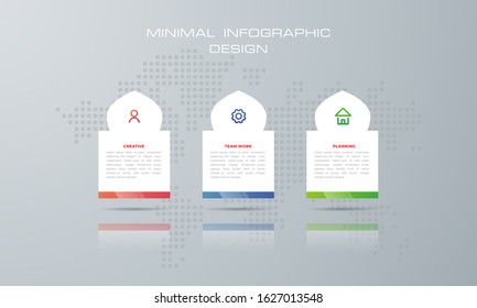 Info graphic template with 3 options, workflow, process chart, design vector can be used for workflow layout, diagram, annual report, web design, steps or processes. - Vector