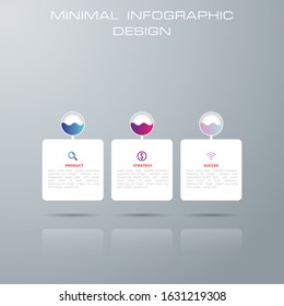 Info graphic template with 3 options, workflow, process chart,Timeline info graphics design ,diagram, annual report, web design, steps or processes. - Vector