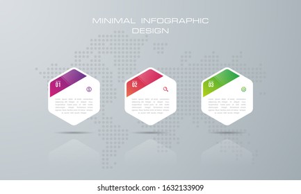 Info graphic template with 3 options, workflow, process chart, diagram, annual report, web design, steps or processes. - Vector