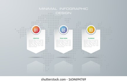 Info graphic template with 3 options, workflow, process chart, Timeline info graphics design diagram, annual report, web design, steps or processes. - Vector