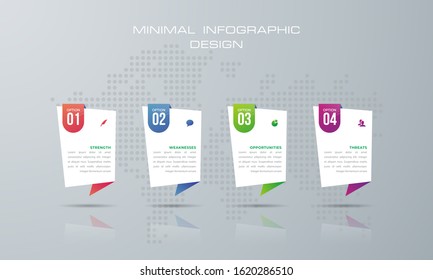 Info graphic template with 4 options; workflow; process chart; Timeline info graphics design  diagram, annual report; web design; steps or processes. - Vector
