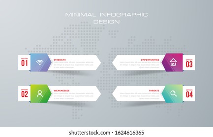 Info graphic template with 4 options, workflow, process chart, diagram, annual report, web design, steps or processes. - Vector