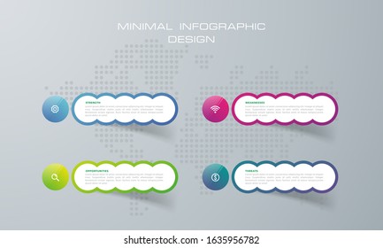 Info graphic template with 4 options, workflow, process chart, diagram, annual report, web design, steps or processes. - Vector
