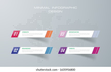 Info graphic template with 4 options, workflow, process chart, diagram, annual report, web design, steps or processes. - Vector
