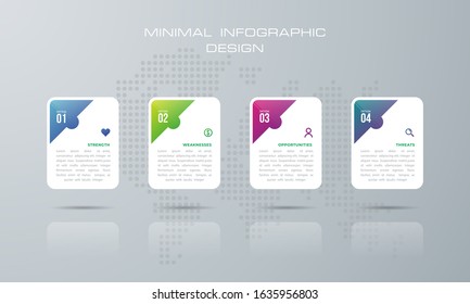 Info graphic template with 4 options, workflow, process chart, diagram, annual report, web design, steps or processes. - Vector
