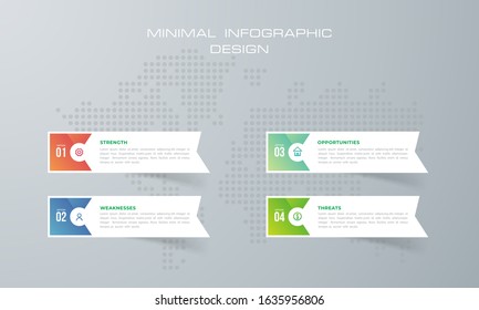 Info graphic template with 4 options, workflow, process chart, diagram, annual report, web design, steps or processes. - Vector
