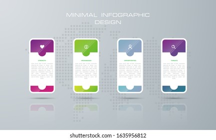Info graphic template with 4 options, workflow, process chart, diagram, annual report, web design, steps or processes. - Vector
