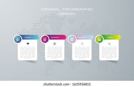 Info graphic template with 4 options, workflow, process chart, diagram, annual report, web design, steps or processes. - Vector
