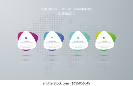 Info graphic template with 4 options, workflow, process chart, diagram, annual report, web design, steps or processes. - Vector
