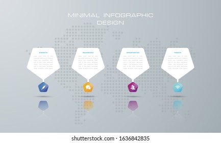 Info graphic template with 4 options, workflow, process chart, diagram, annual report, web design, steps or processes. - Vector