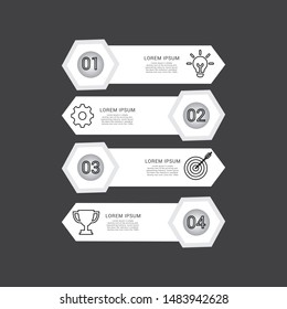 Info graphic template with 4 steps or options, workflow, process diagram, vector 