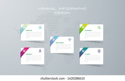 Info graphic template with 5 options, workflow, process chart,Timeline info graphics design vector  diagram, annual report, web design, steps or processes. - Vector