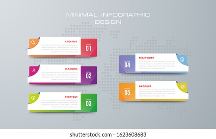 Info graphic template with 5 options, workflow, process chart, diagram, annual report, web design, steps or processes. - Vector