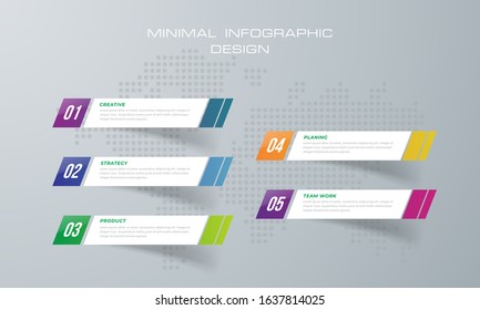Info graphic template with 5 options, workflow, process chart, Timeline info graphics design , diagram, annual report, web design, steps or processes. - Vector
