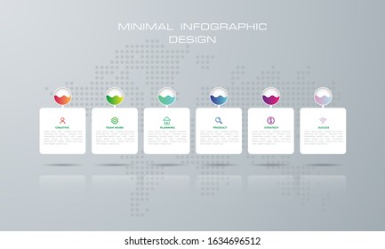 Info graphic template with 6 options, workflow, proce diagram, annual report, web design, steps or processes. - Vector