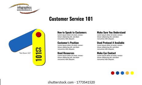 Info graphic template about Customer Service 101 with 6 point and futuristic shape. Can be used for presentation, diagram, workflow layout, info graph, web design, brochure, flyer or flow chart.