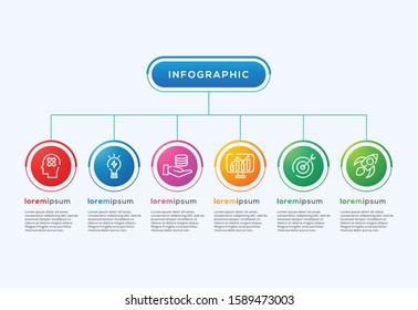Info graphic template business, with 6 options, vector illustration, work flow layout, web design.