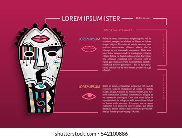 Info graphic template. Can be used for different design purposes from allegory of plastic surgery to archeological mask of ancient egyptians