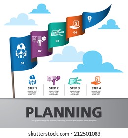 info graphic Template with colorful flag banner for business, marketing, creative, web design and graphics