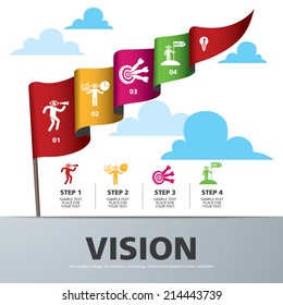 info graphic Template with colorful flag banner for business, marketing, creative, web design and graphics