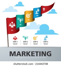 info graphic Template with colorful flag banner for business, marketing, creative, web design and graphics