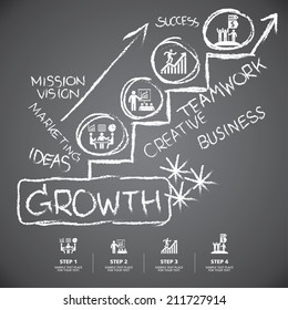 info graphic Template hand drawn elements on blackboard background for business, marketing, creative, web design and graphics