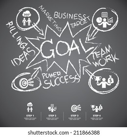 info graphic Template hand drawn elements on blackboard background for business, marketing, creative, web design and graphics