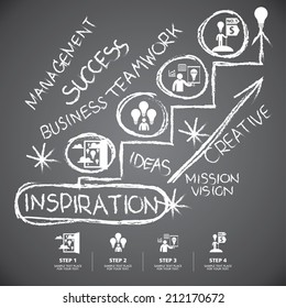info graphic Template hand drawn elements on blackboard background for business, marketing, creative, web design and graphics