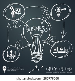 info graphic Template hand drawn elements on blackboard background for business, marketing, creative, web design and graphics