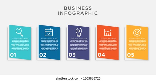 plantilla de gráfico info para presentación de línea de tiempo con 5 pasos o opciones.