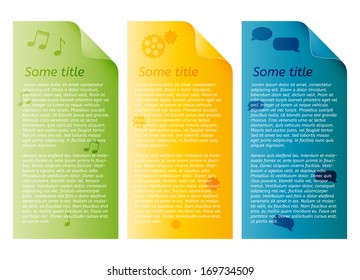 info graphic with three different color papers on white background