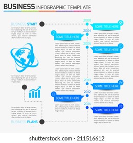 Info graphic time-line template with icons, light background, 6 steps