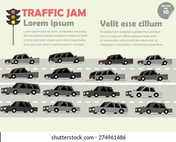 info graphic of traffic jam, traffic jam concept