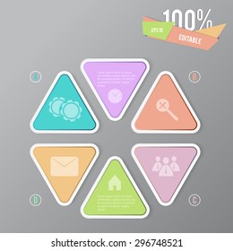 info graphic triangle web elements with icons. Vector