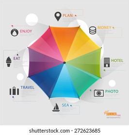 info graphic umbrella top view vector background design