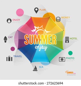 info graphic umbrella top view vector background design