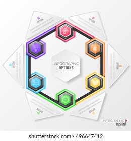 Info graphic vector design and marketing icons can be used for work flow layout, diagram, annual report, web design. Business concept with 6 options, steps or processes.
