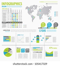 Info Graphic Vector With Map Of World