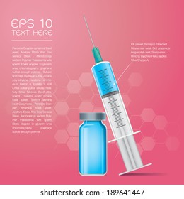 info graphic Vector Syringe pink background
