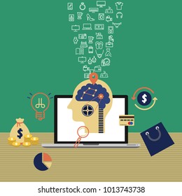 Info graphics background E-commerce. Business concept. Set icons