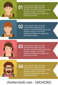 info graphics banners with small icons next to people with space for text